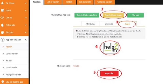 Truy cập trang chủ chọn cách Nạp Tiền Lixi88 qua Help2Pay